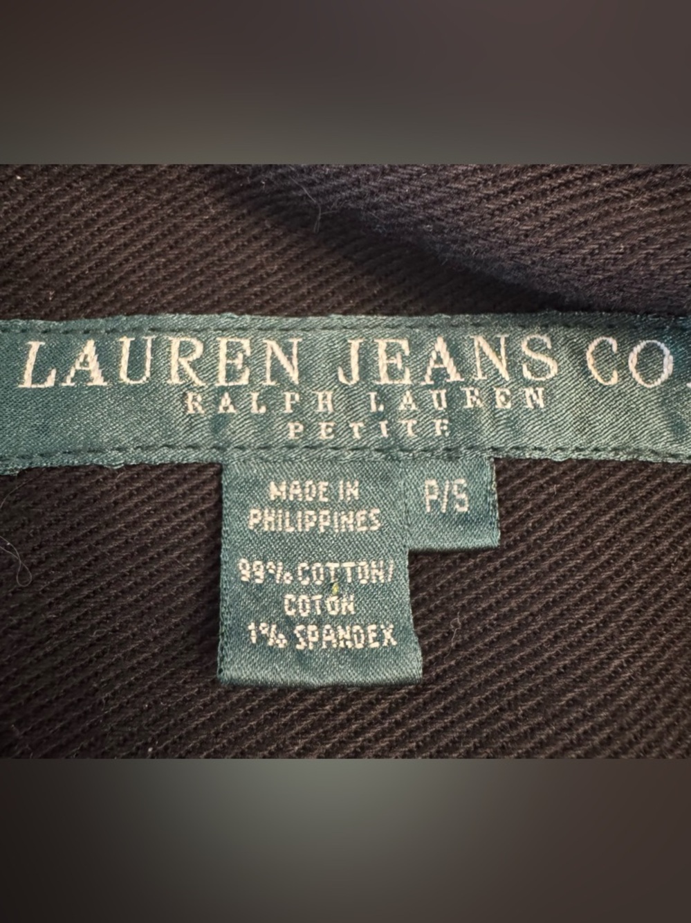 Lauren Ralph Lauren Classic Black Denim Jean Jacket Petite Size S - Picture 6 of 11